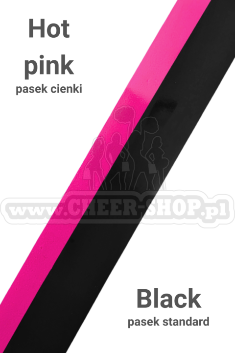 pompon mix metallic black z cienkim paskiem hot pink