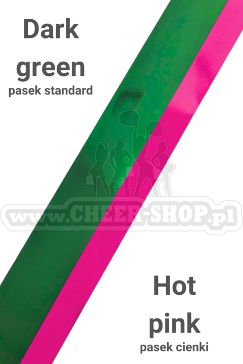 pompon mix metallic dark green z cienkim paskiem hot pink