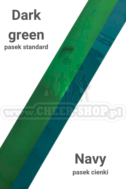 pompon mix metallic dark green z cienkim paskiem navy