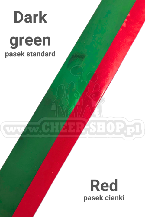 pompon mix metallic dark green z cienkim paskiem red