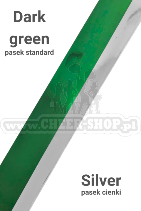 pompon mix metallic dark green z cienkim paskiem silver