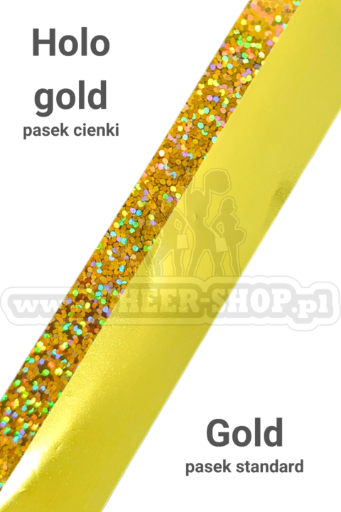 pompon mix metallic gold z cienkim paskiem holo gold