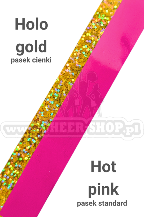 pompon mix metallic hot pink z cienkim paskiem holo gold