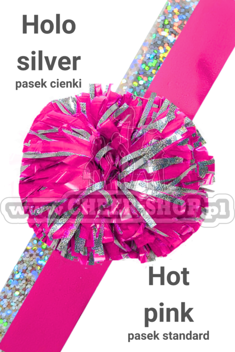 pompon mix metallic hot pink z cienkim paskiem holo silver