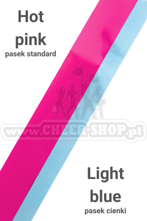 pompon mix metallic hot pink z cienkim paskiem light blue