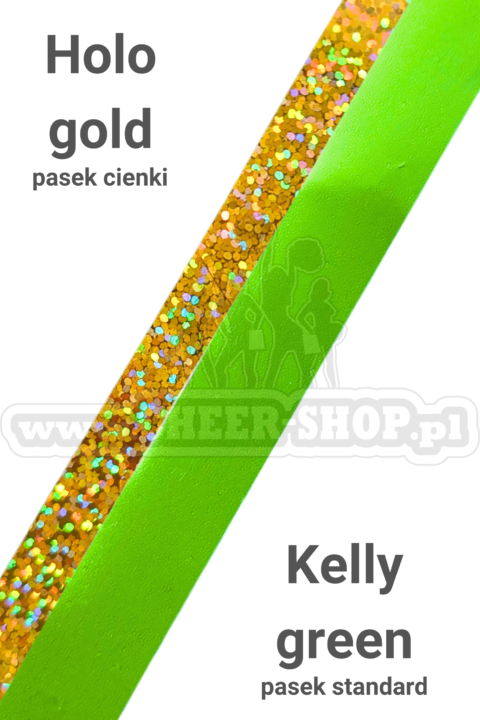 pompon mix metallic kelly green z cienkim paskiem holo gold