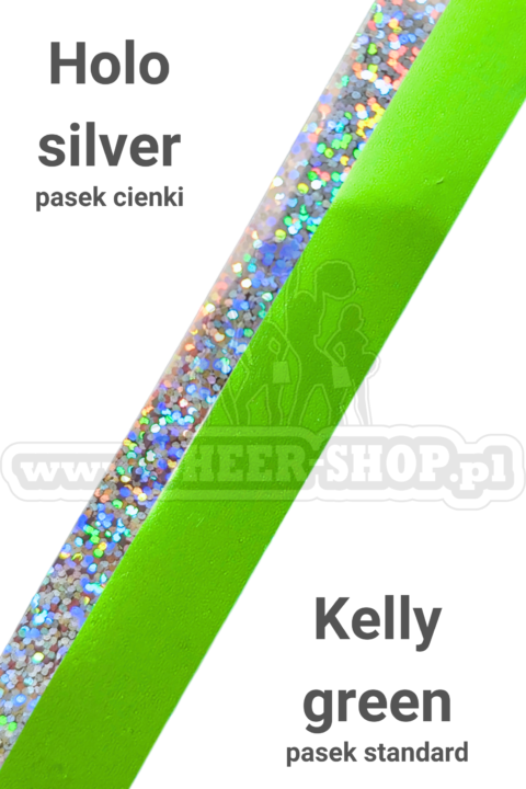 pompon mix metallic kelly green z cienkim paskiem holo silver