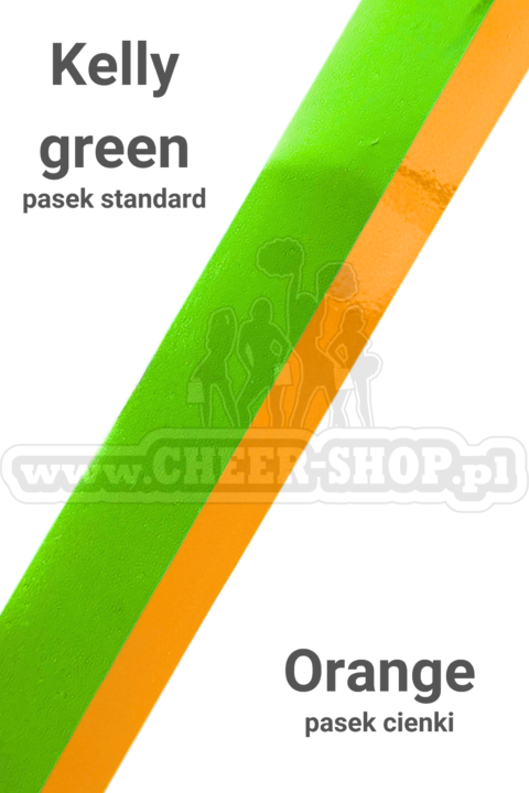 pompon mix metallic kelly green z cienkim paskiem orange