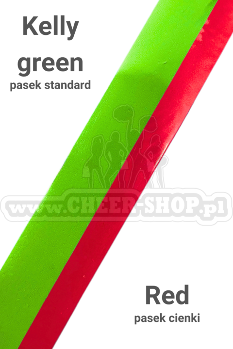pompon mix metallic kelly green z cienkim paskiem red