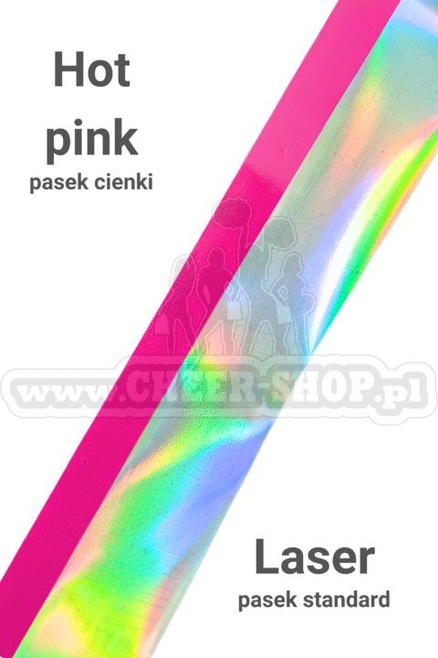 pompon mix metallic laser z cienkim paskiem hot pink