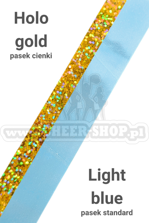 pompon mix metallic light blue z cienkim paskiem holo gold