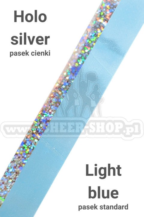 pompon mix metallic light blue z cienkim paskiem holo silver