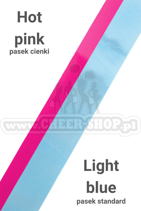 pompon mix metallic light blue z cienkim paskiem hot pink