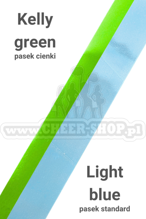 pompon mix metallic light blue z cienkim paskiem kelly green