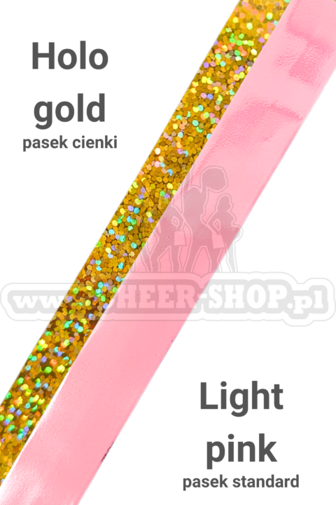 pompon mix metallic light pink z cienkim paskiem holo gold