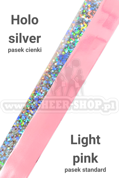 pompon mix metallic light pink z cienkim paskiem holo silver
