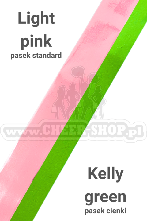 pompon mix metallic light pink z cienkim paskiem kelly green