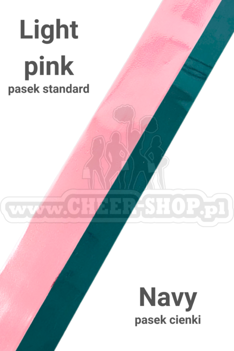 pompon mix metallic light pink z cienkim paskiem navy