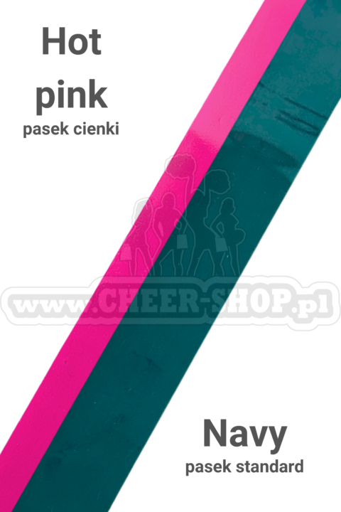 pompon mix metallic navy z cienkim paskiem hot pink