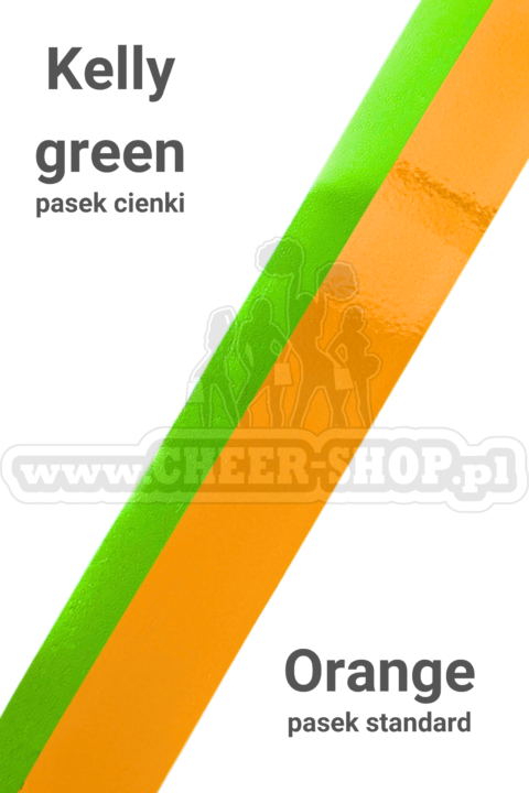 pompon mix metallic orange z cienkim paskiem kelly green