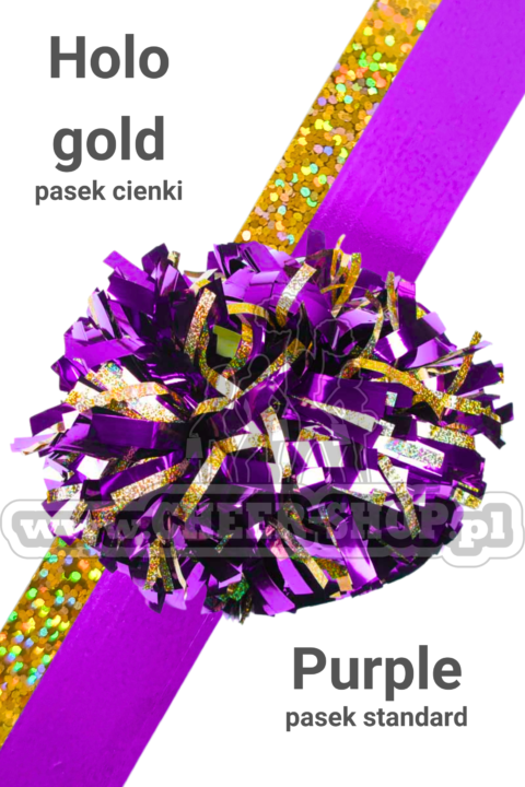 pompon mix metallic purple z cienkim paskiem holo gold