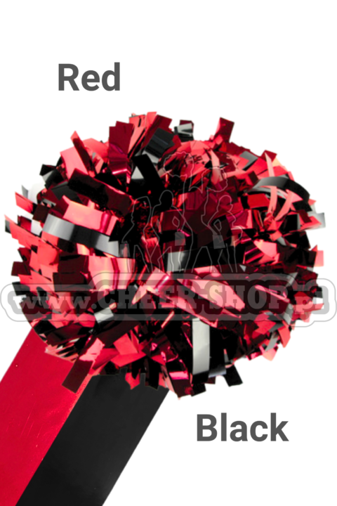 pompon mix metallic red black