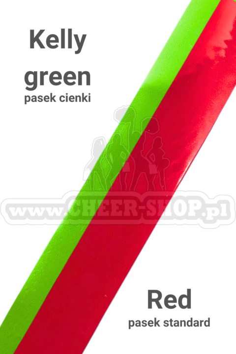 pompon mix metallic red z cienkim paskiem kelly green