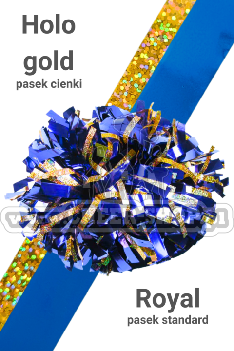 pompon mix metallic royal z cienkim paskiem holo gold