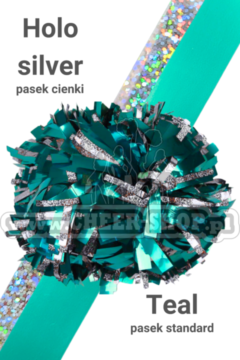 pompon mix metallic teal z cienkim paskiem holo silver