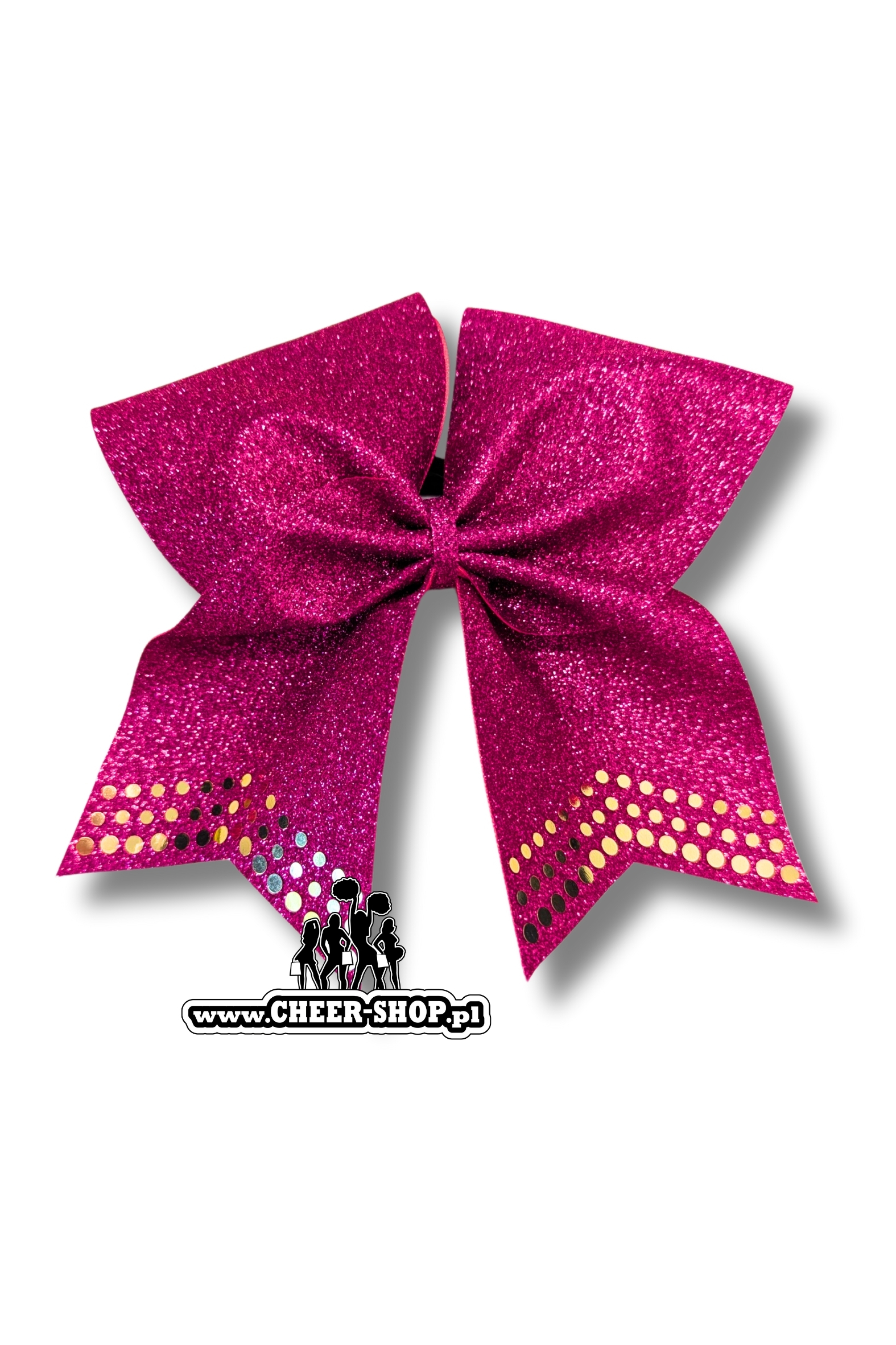 Profesjonalna kokarda brokatowa dla cheerleaders, professional cheer bow, kokarda ze zdobieniami, kokarda z cekinami