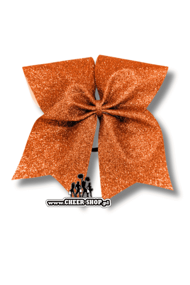 Profesjonalna kokarda brokatowa dla cheerleaders, professional cheer bow, orange bow