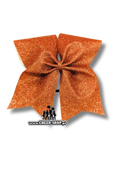 Profesjonalna kokarda brokatowa dla cheerleaders, professional cheer bow, orange bow