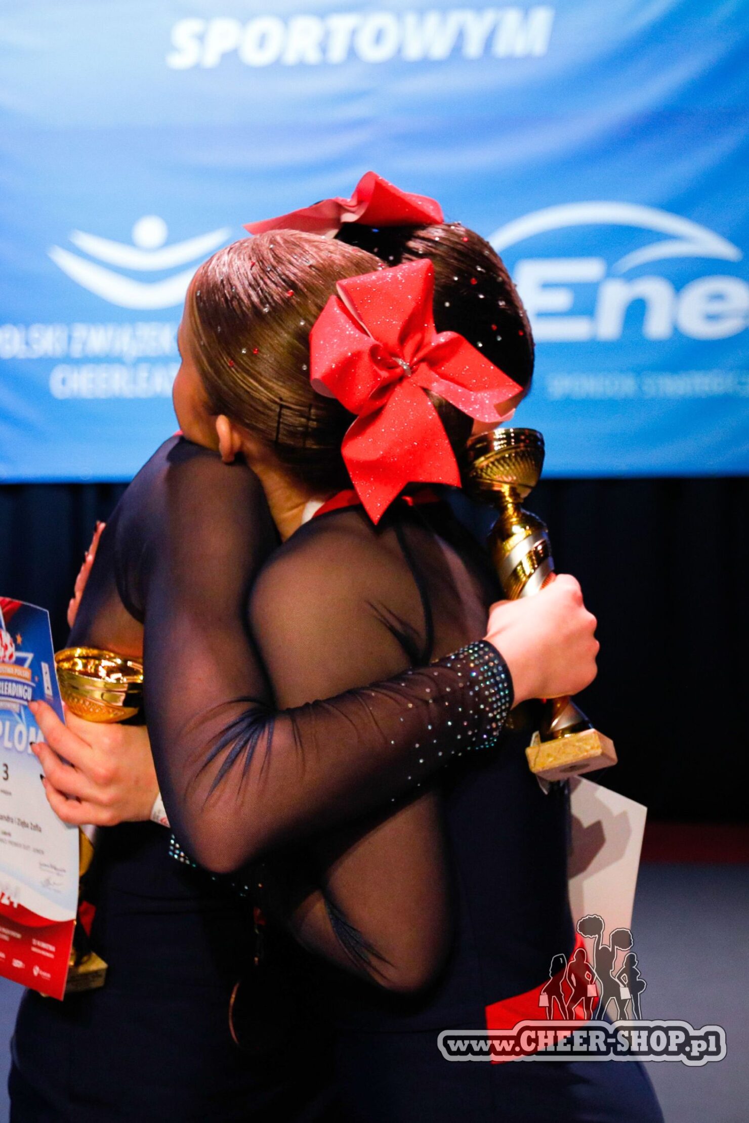 brokatowa profesjonalna kokarda do włosów, professional cheer bow