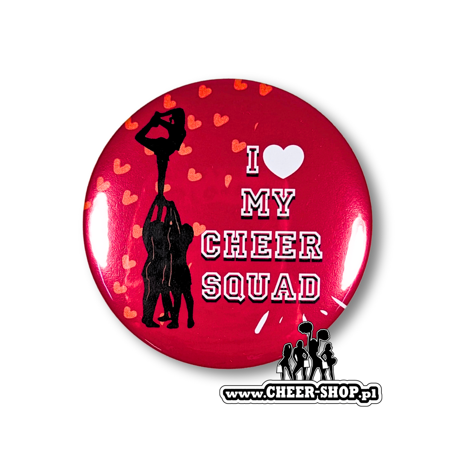 przypinka i love my cheer squad czerwona