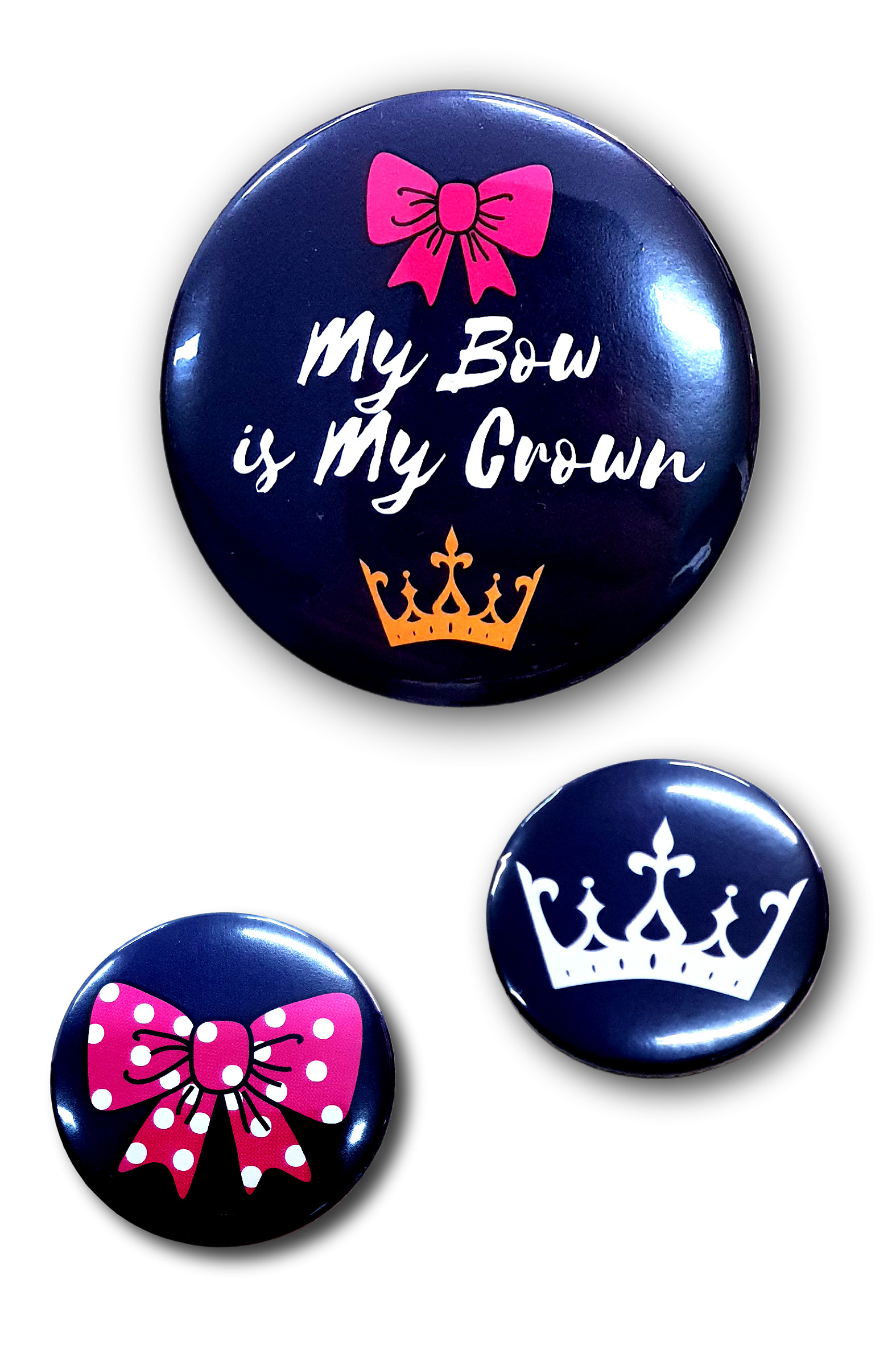my bow is my crown przypinki dla cheerleaders buttony dla cheerleaderki