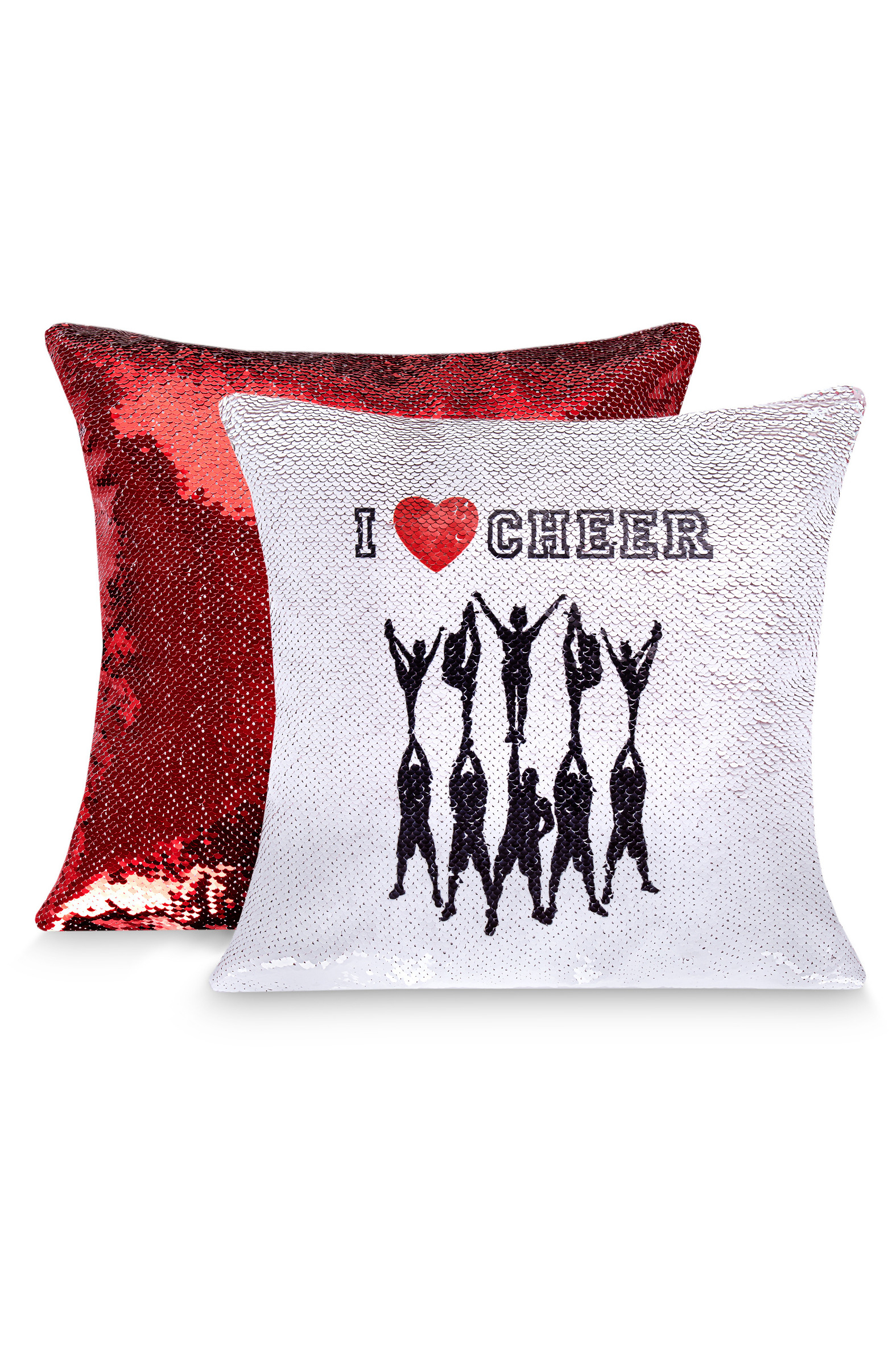 Poduszka cekinowa I love cheer jest świetnym pomysłem na prezent dla cheerleaderek i cheerleaderów. Poduszka ma dwustronne cekiny! Piękny kolor i wzór!