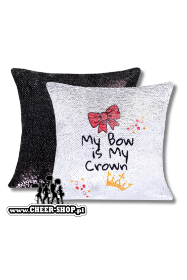 poduszka cekinowa my bow is my crown