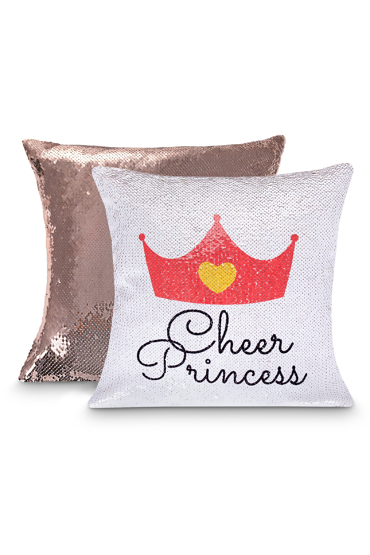Cekinowa poduszka Cheer Princess jest świetnym prezentem na każdą okazję dla cheerleaderki. Znasz Cheer Księżniczkę? Ta poduszka jest idealna dla niej!
