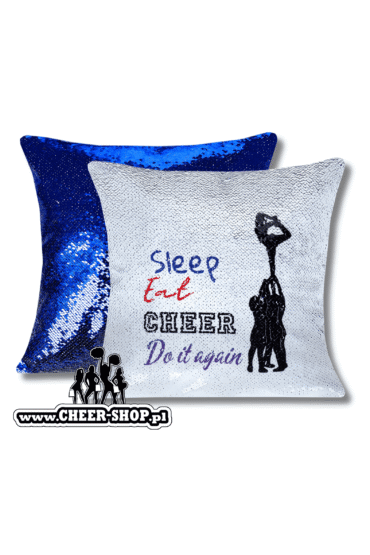 poduszka cekinowa sleep eat cheer repeat