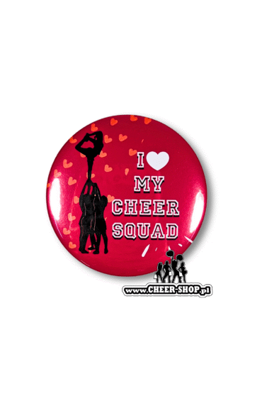 przypinka i love my cheer squad czerwona