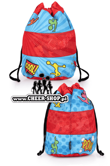 worek na pompony komiks, pokrowiec na pompony, przechowywanie pomponów