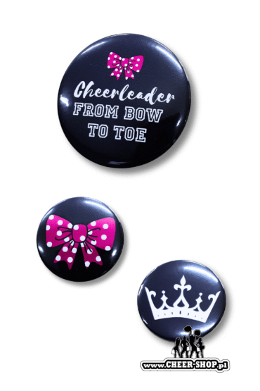 zestaw przypinek cheerleader from bow to toe