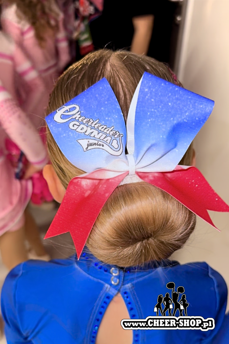 Kokarda z własnym nadrukiem, kokarda dla cheerleaderki, cheer kokarda, cheer bow, proffesional bow, kids bow, bow for kids, junior bow, kokarda dla dzieci