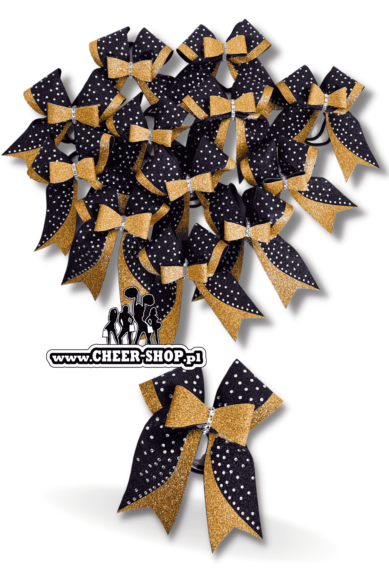 podwójna kokardka brokatowa, Rangers skle, kokardka dla cheer