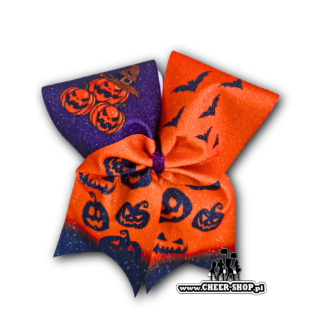 kokarda halloweenowa dynia, cheer bow, professional bow, kokarda do włosów, halloween, kokarda dla cheerleaderki, halloween bow