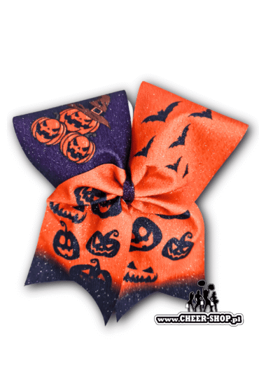kokarda halloweenowa dynia, cheer bow, professional bow, kokarda do włosów, halloween, kokarda dla cheerleaderki, halloween bow