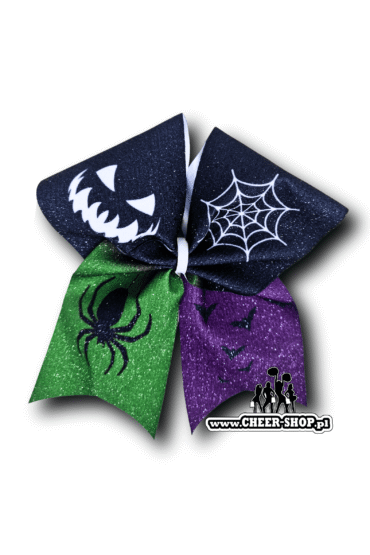 kokarda uśmiech pająka, cheer bow, professional bow, kokarda do włosów, halloween, kokarda dla cheerleaderki, halloween bow
