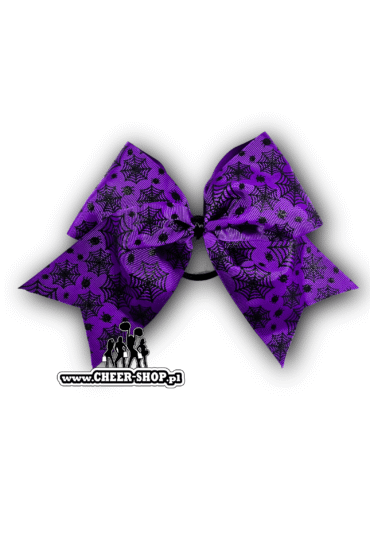 miękka kokarda brokatowa pajęczyna, kokarda na halloween, kokarda halloweenowa, kokardka do włosów