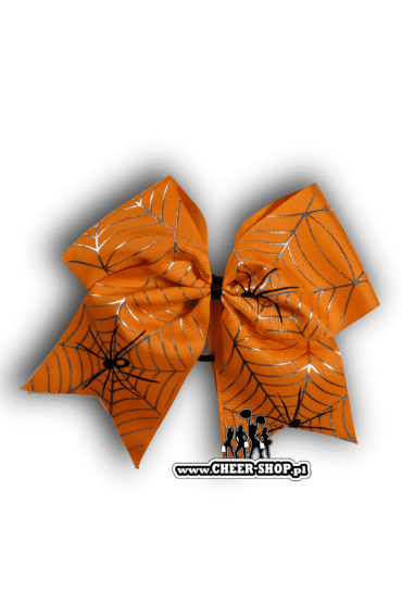 miękka kokarda metaliczna pajęczyna, kokarda na halloween, kokarda halloweenowa, kokardka do włosów