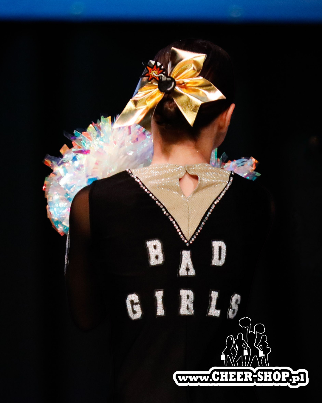 liderki cheerleaders, metaliczna kokarda do włosów, bombowa kokarda, cheer bow, personalised bow